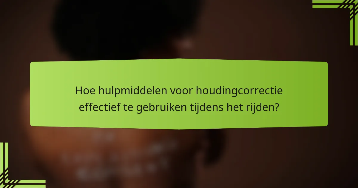 Hoe hulpmiddelen voor houdingcorrectie effectief te gebruiken tijdens het rijden?