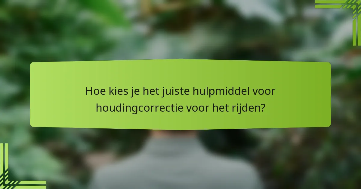 Hoe kies je het juiste hulpmiddel voor houdingcorrectie voor het rijden?