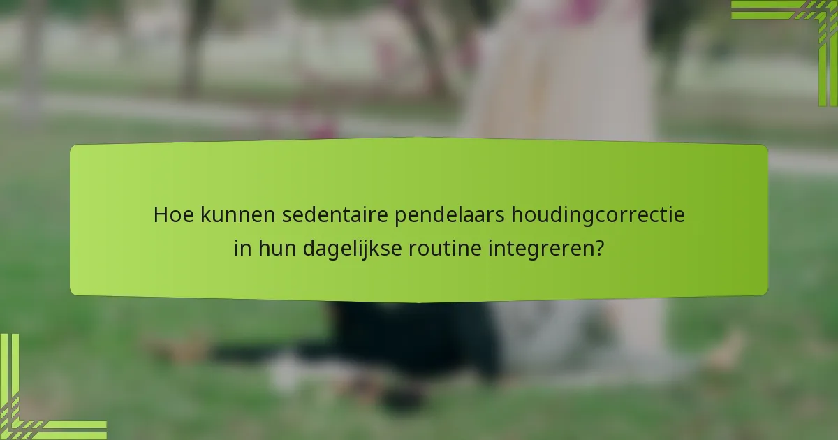 Hoe kunnen sedentaire pendelaars houdingcorrectie in hun dagelijkse routine integreren?