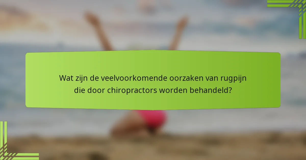 Wat zijn de veelvoorkomende oorzaken van rugpijn die door chiropractors worden behandeld?