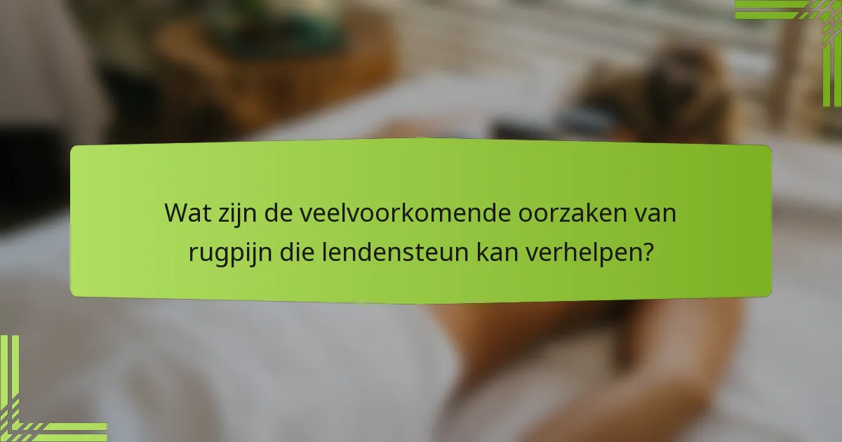 Wat zijn de veelvoorkomende oorzaken van rugpijn die lendensteun kan verhelpen?