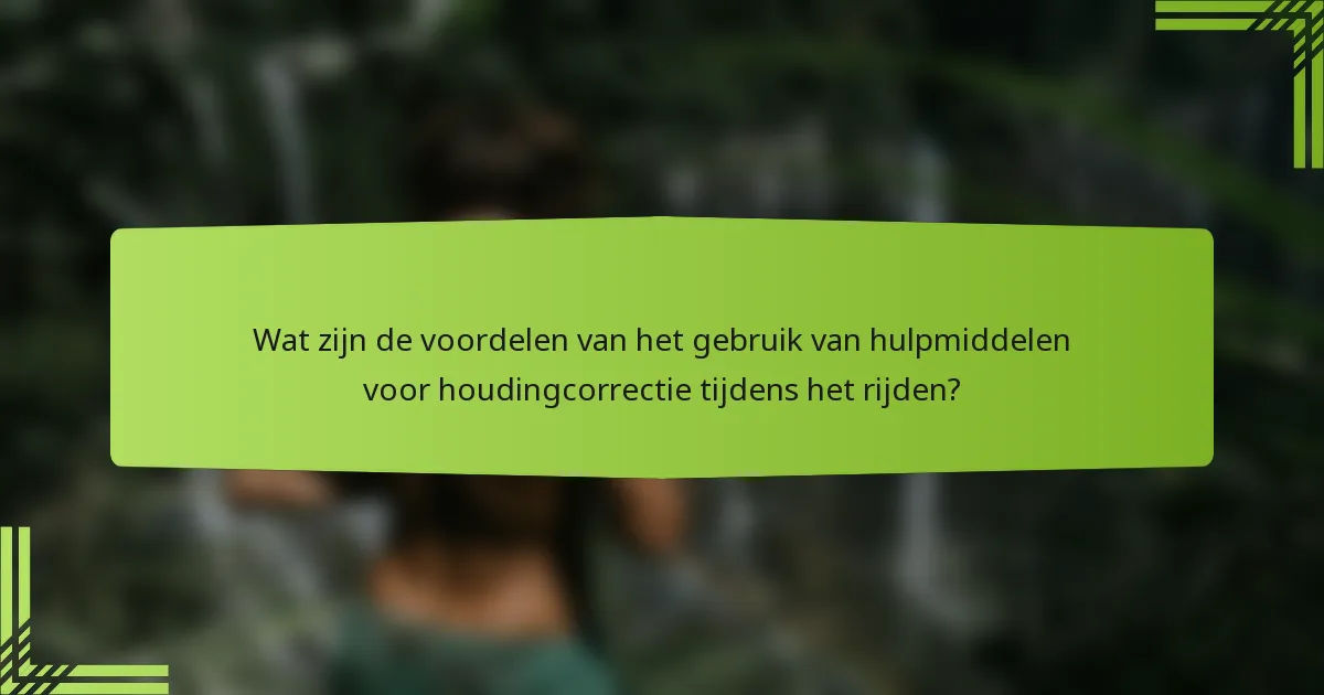 Wat zijn de voordelen van het gebruik van hulpmiddelen voor houdingcorrectie tijdens het rijden?