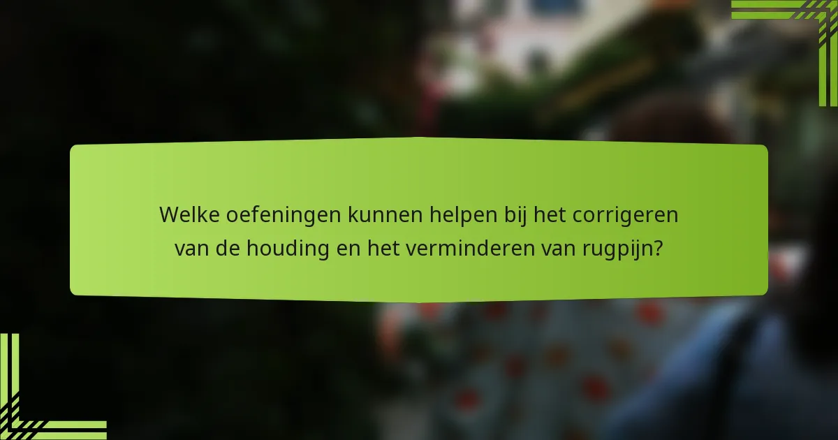 Welke oefeningen kunnen helpen bij het corrigeren van de houding en het verminderen van rugpijn?