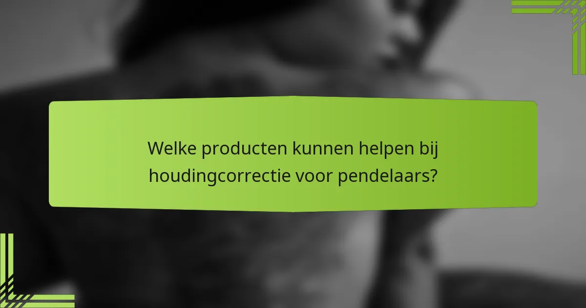 Welke producten kunnen helpen bij houdingcorrectie voor pendelaars?